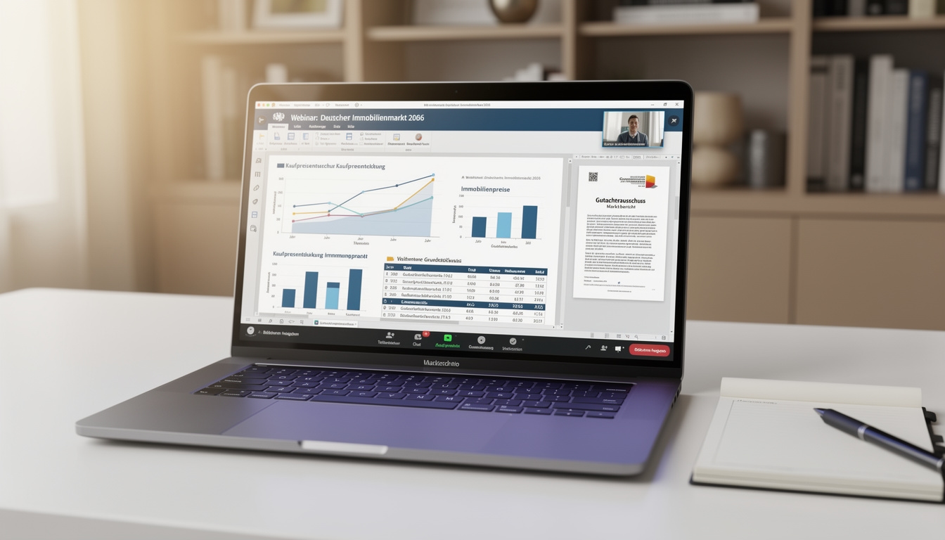 Live-Webinar auf Computerbildschirm mit Marktdaten